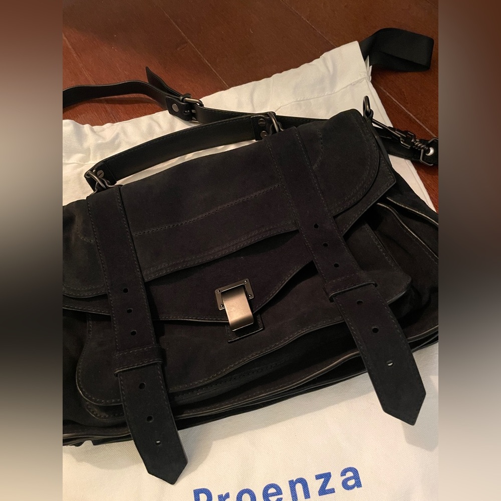Proenza Schouler PS1 Suede Medium Bag in Black